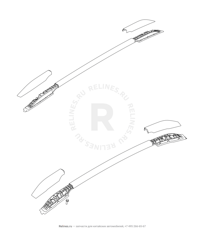 Запчасти Chery Tiggo 2 Поколение I (2016)  — Рейлинги крыши и перекладины багажника — схема