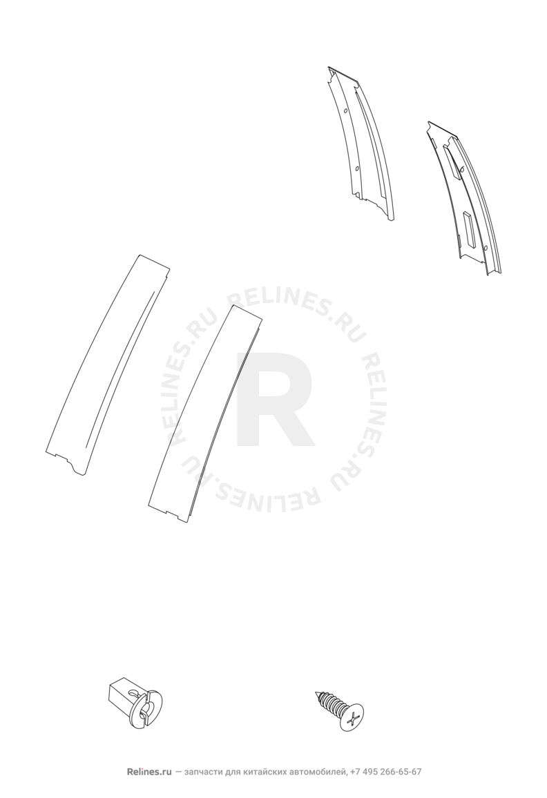 Запчасти Chery Tiggo 2 Pro Поколение I (2021)  — Направляющие стекол — схема