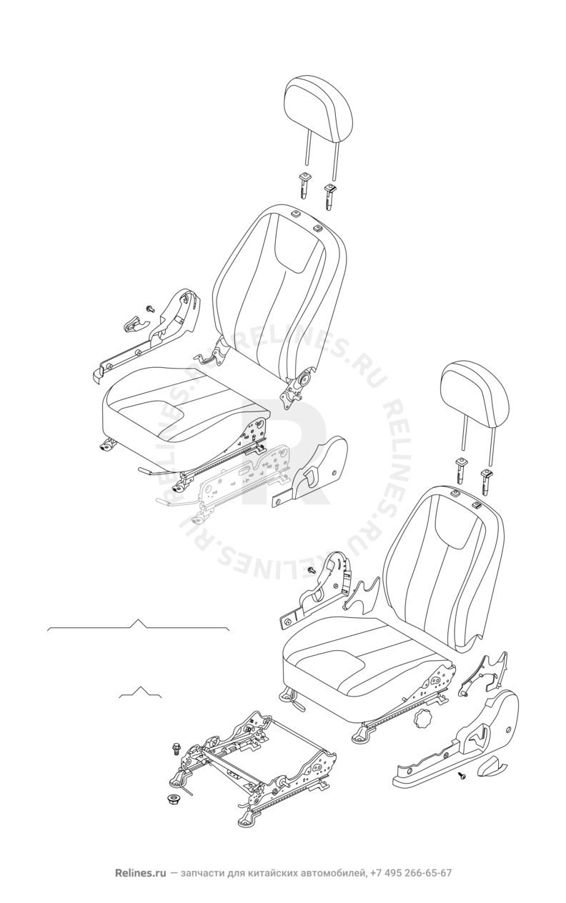 Запчасти Chery Tiggo 2 Поколение I (2016)  — Передние сиденья — схема