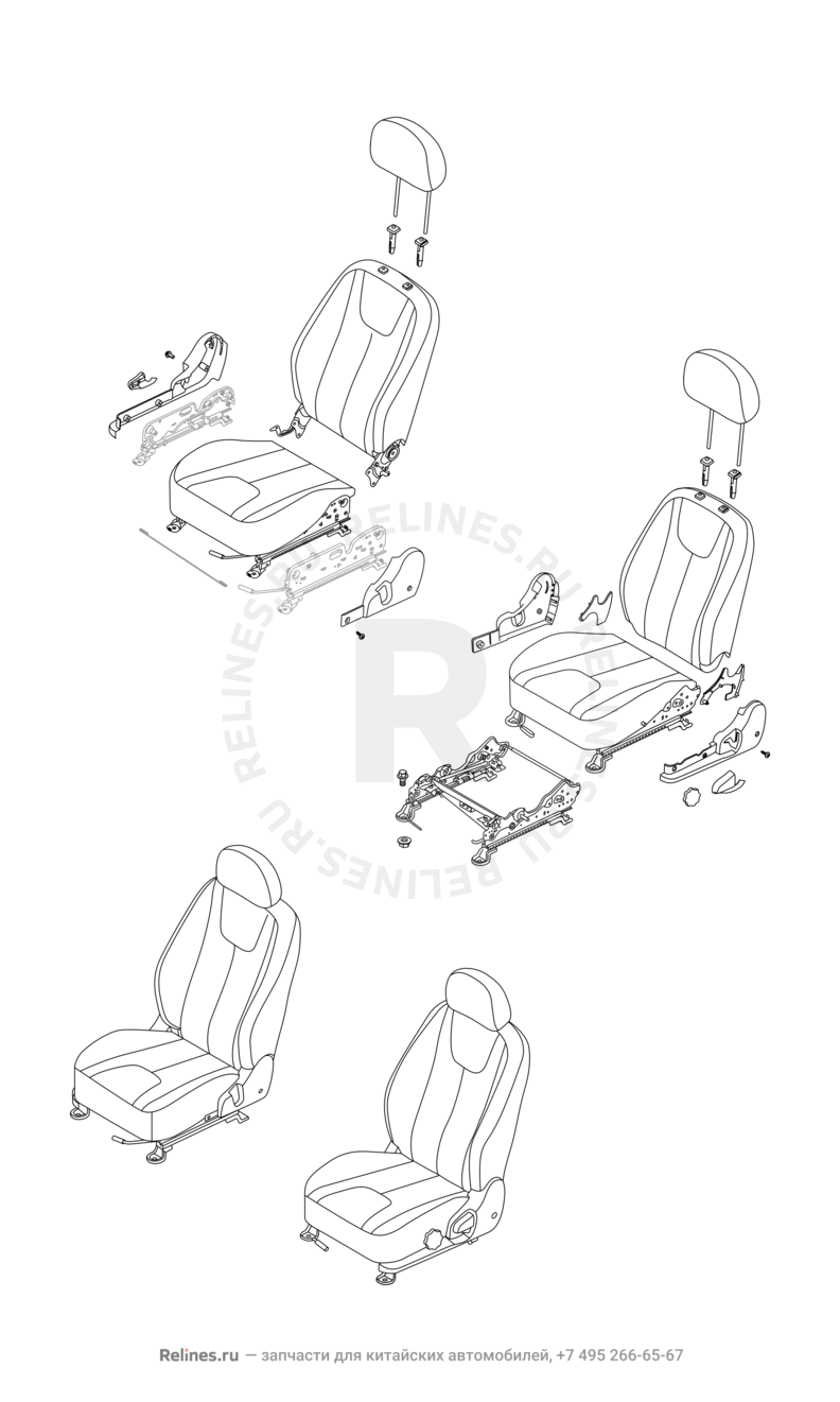 Передние сиденья Chery Tiggo 2 — схема