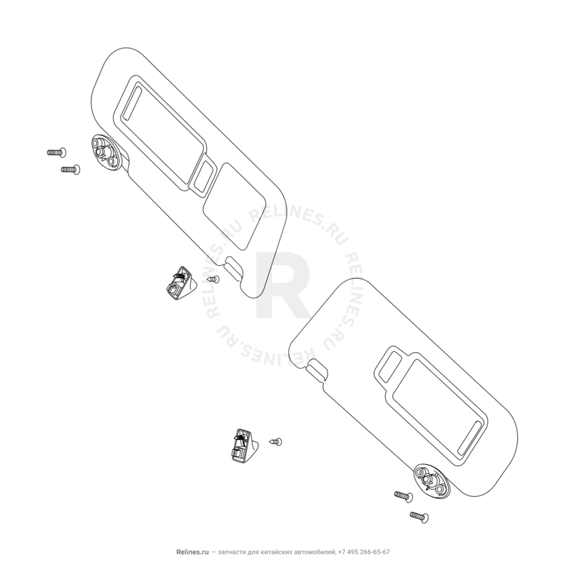Запчасти Chery Tiggo 2 Pro Поколение I (2021)  — Солнцезащитные козырьки — схема