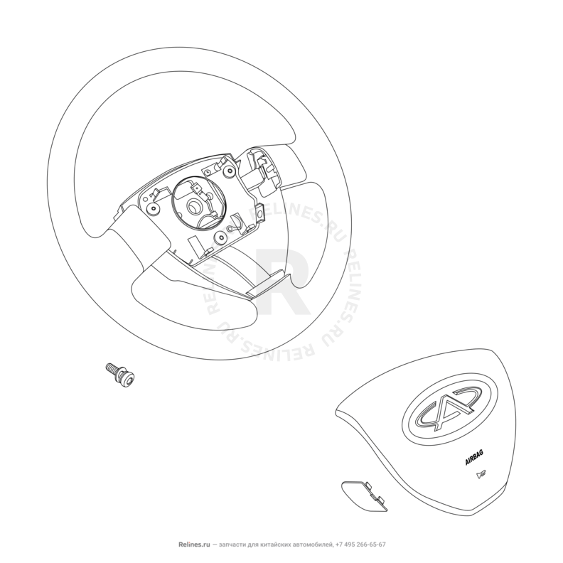 Запчасти Chery M12 Поколение I — хетчбэк (2008)  — Рулевое колесо (руль), рулевое управление и подушки безопасности (3) — схема