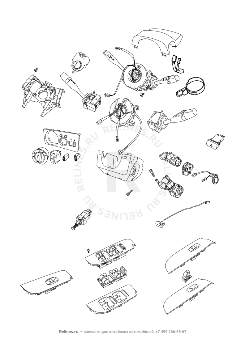 Запчасти Chery M11 Поколение I — седан (2008)  — Датчики, кнопки и переключатели (5) — схема