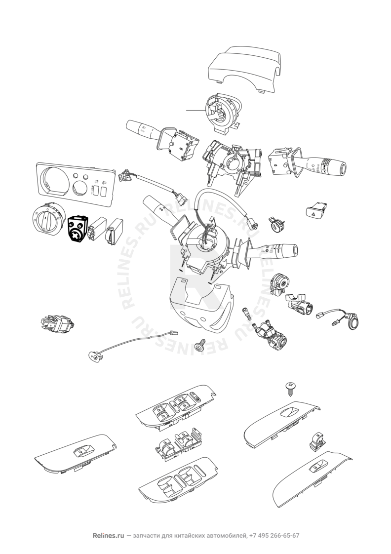 Запчасти Chery M11 Поколение I — седан (2008)  — Датчики, кнопки и переключатели (1) — схема