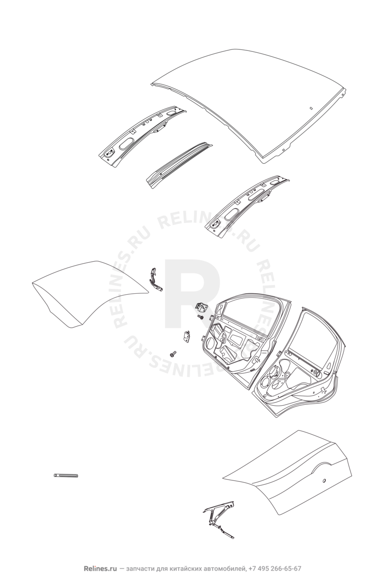 Запчасти Chery M11 Поколение I — седан (2008)  — Кузовные детали — схема