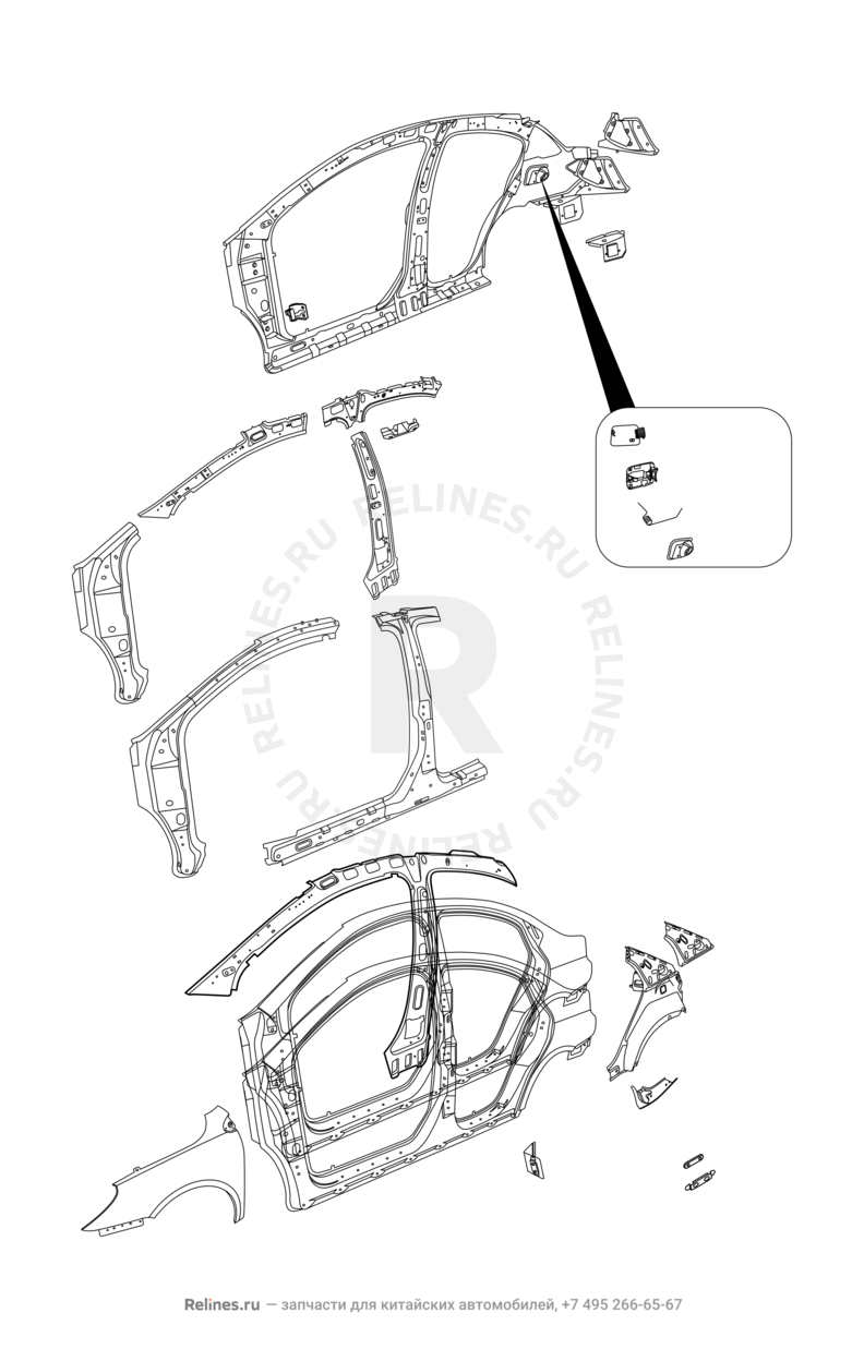 BODY-IN-WHITE SIDE PANEL Chery M11/M12 — схема