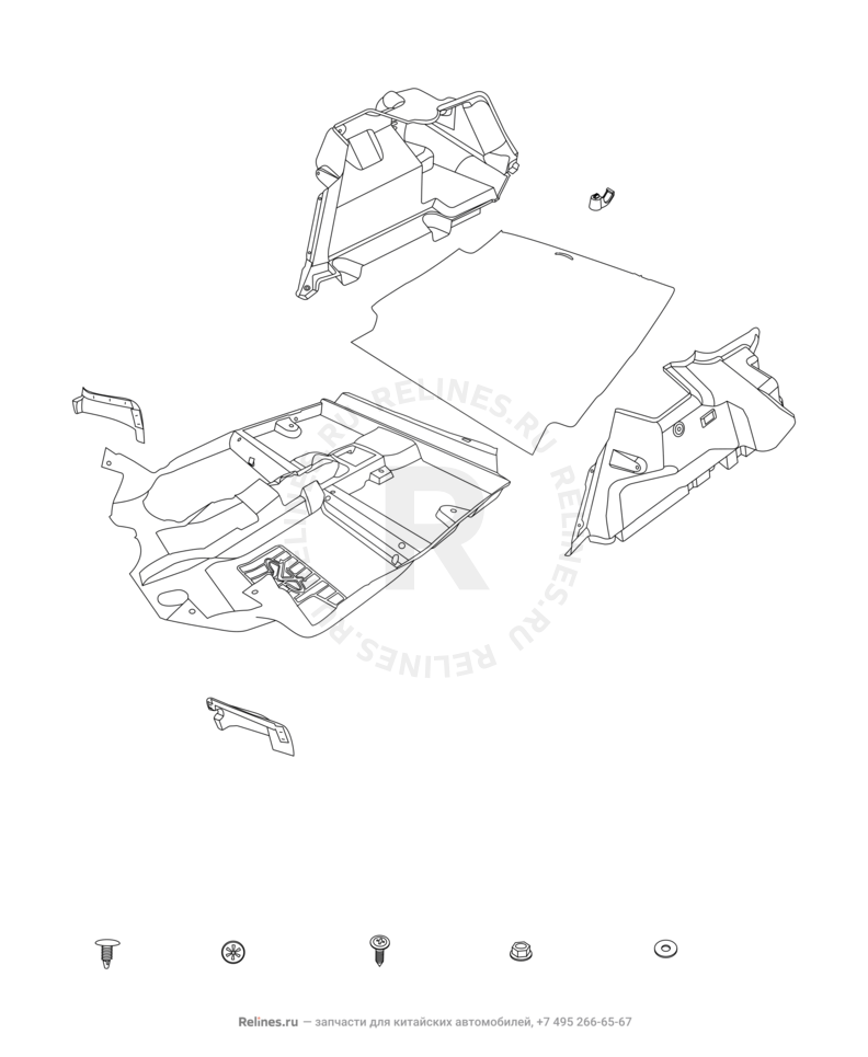 Обшивка (ковер) пола (1) Chery M11/M12 — схема