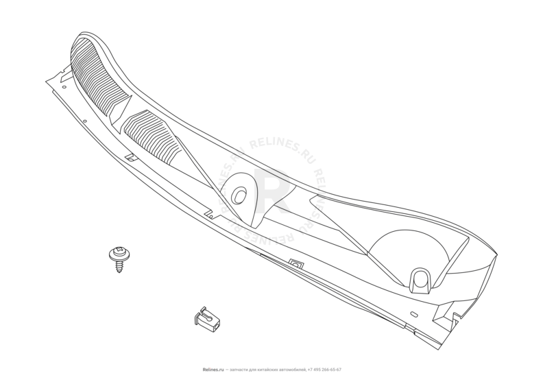 Запчасти Chery M11 Поколение I — седан (2008)  — Панель лобового стекла (жабо) — схема