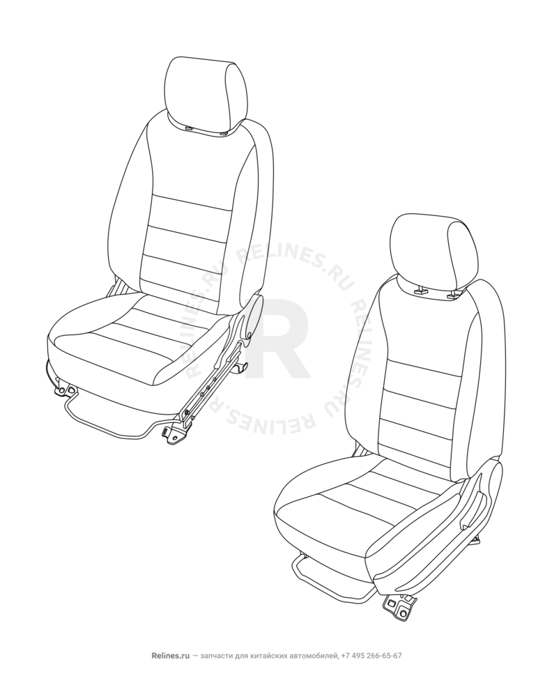 Передние сиденья Chery M11/M12 — схема