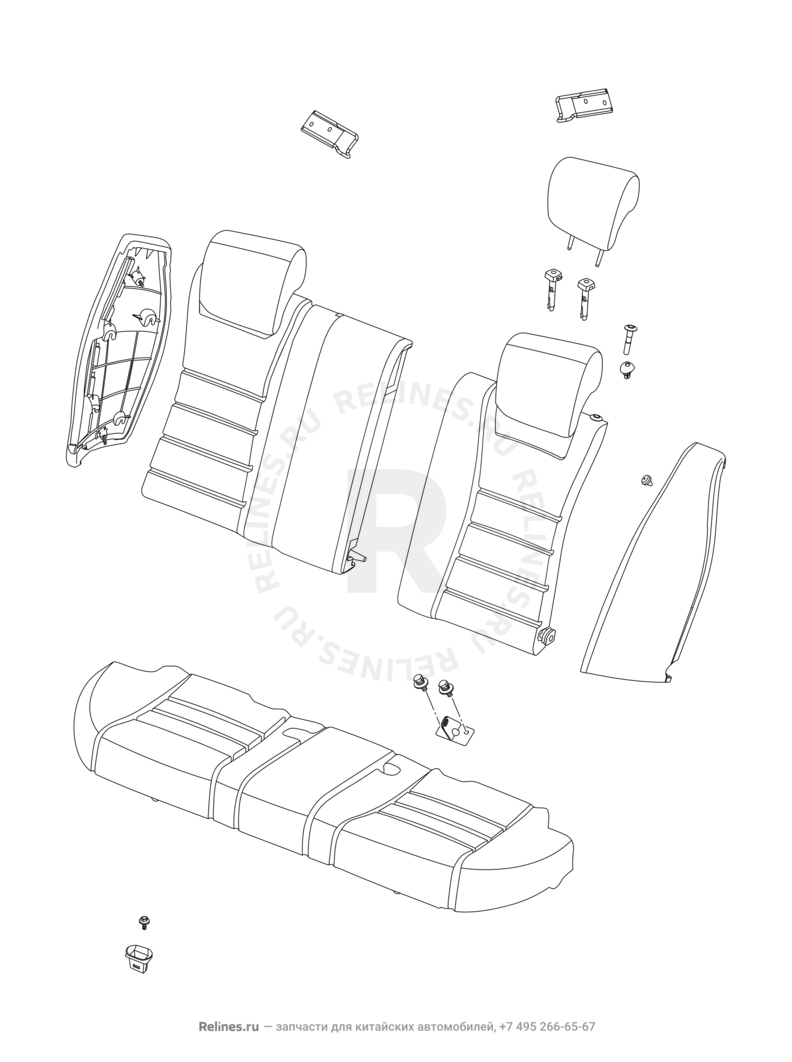 Задние сиденья Chery M11/M12 — схема