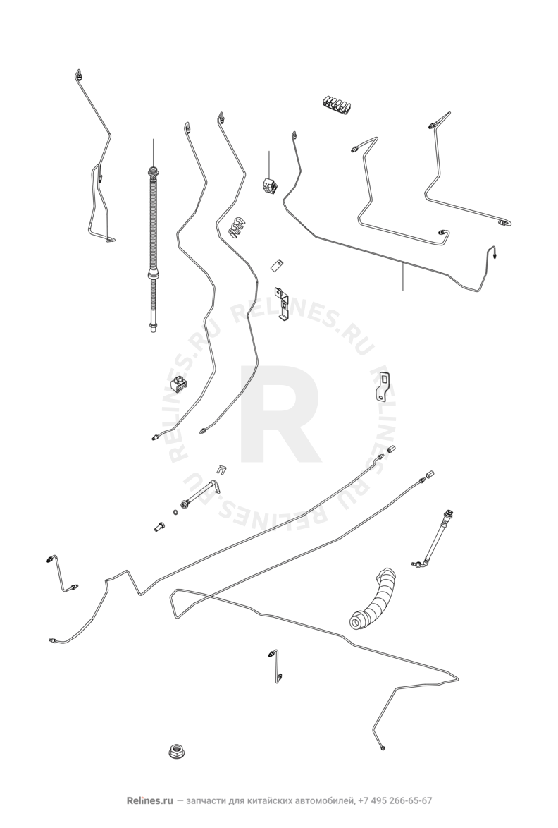 Тормозные трубки и шланги (1) Chery M11/M12 — схема