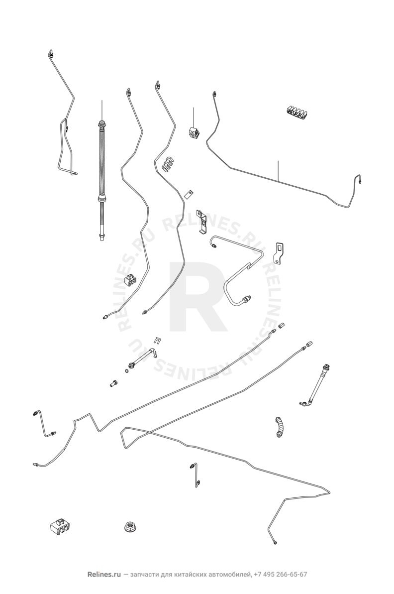 Запчасти Chery M12 Поколение I — хетчбэк (2008)  — Тормозные трубки и шланги (2) — схема