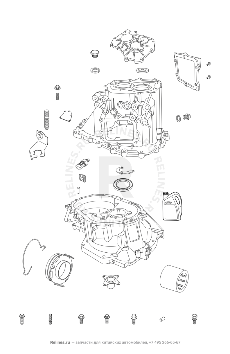 Запчасти Chery Tiggo Поколение I (2005)  — Корпус (картер) коробки переключения передач (КПП) — схема