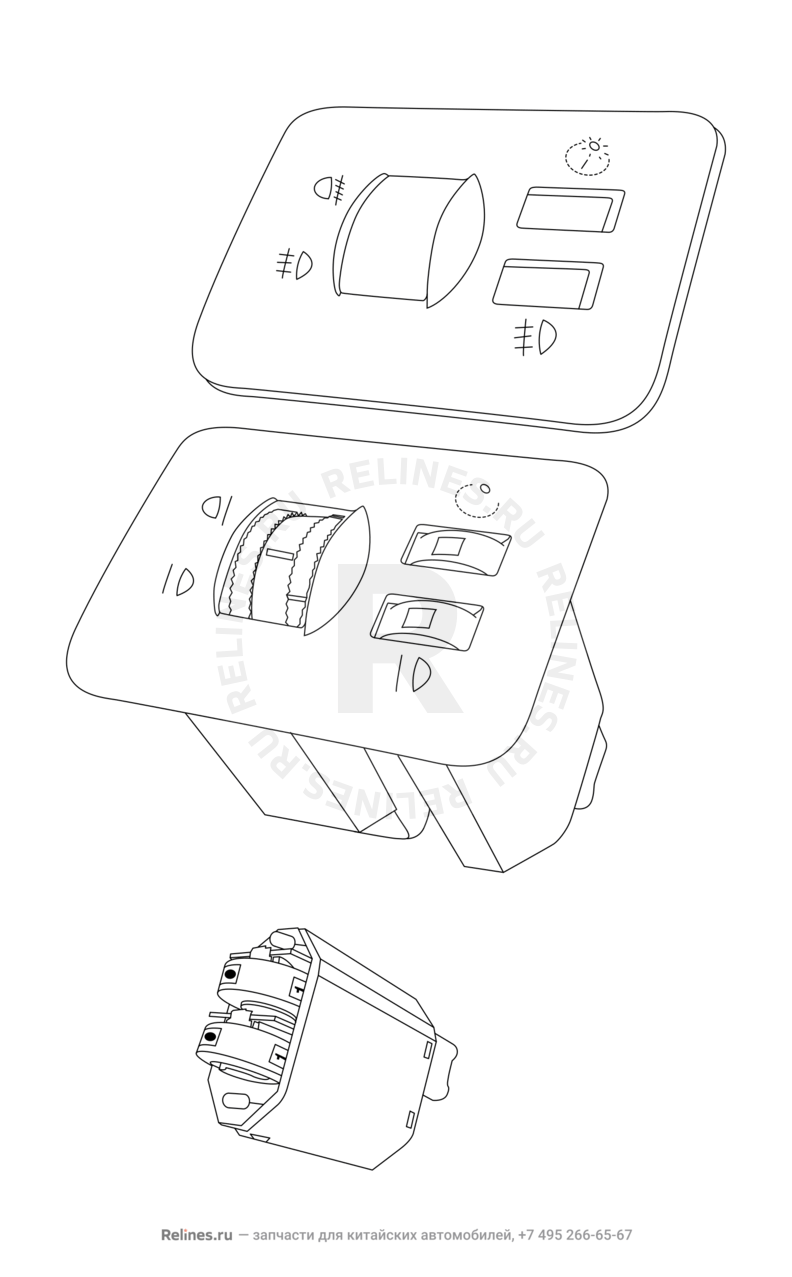 Переключатель кнопочный передних противотуманных фар Chery Kimo — схема