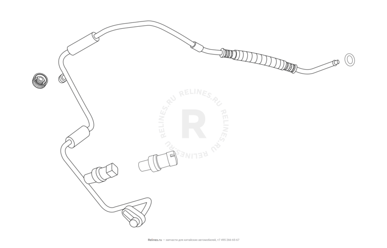 Трубки кондиционера и крышка топливного бака Chery Kimo — схема