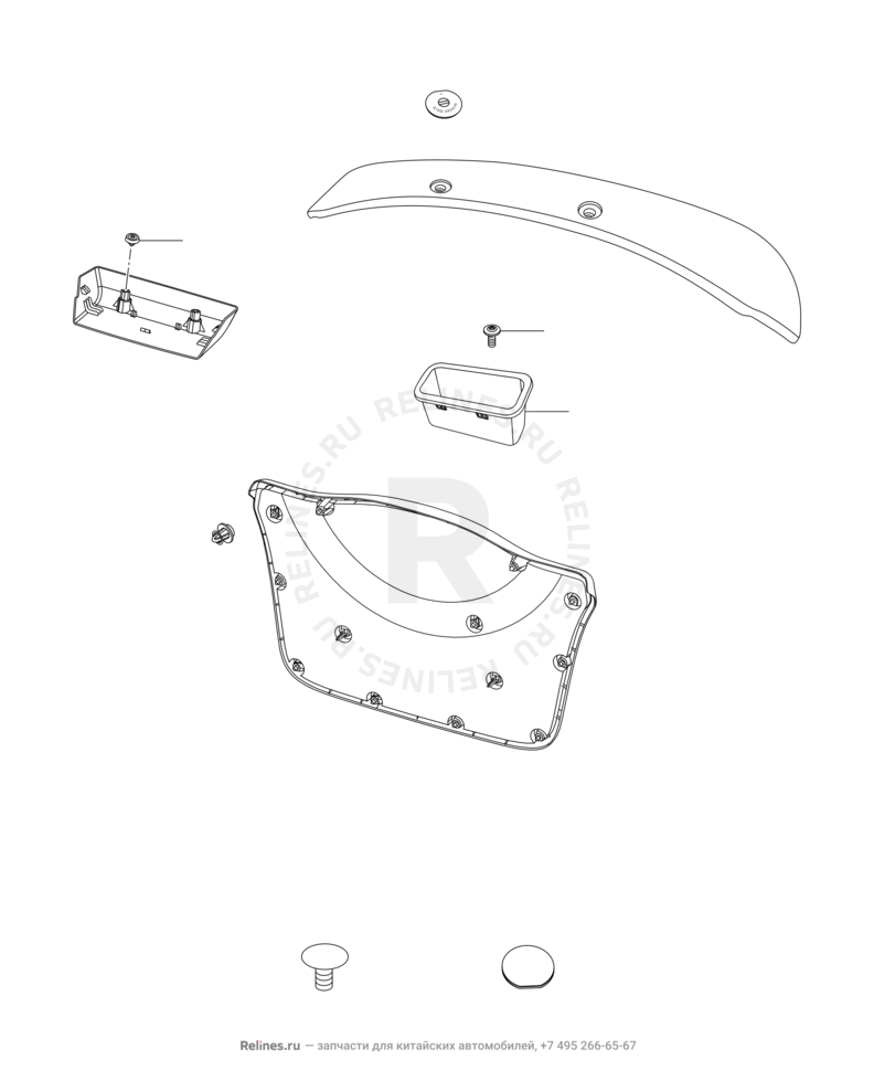 Крышка багажника, спойлер и ручки Chery IndiS — схема