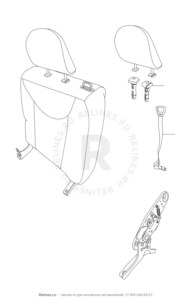 Запчасти Chery QQ6 Поколение I (2003)  — Спинка заднего сидения — схема