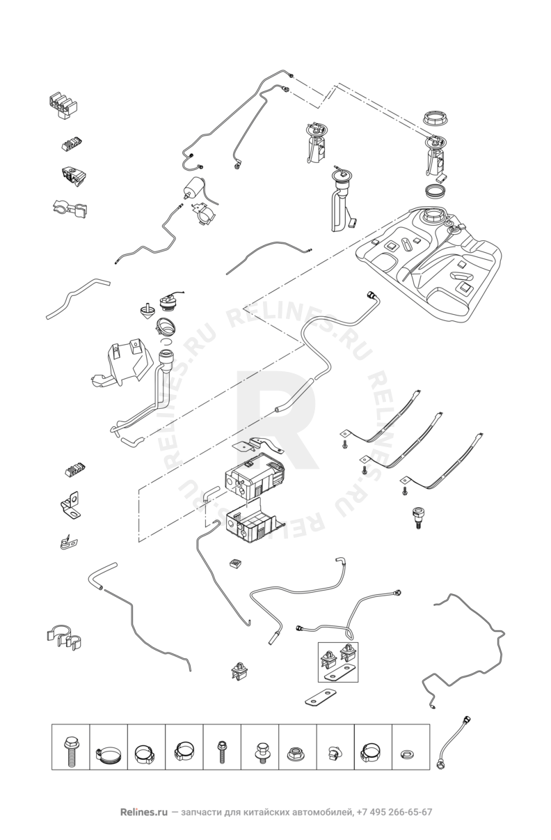 Запчасти Chery Tiggo 3 Поколение I (2014)  — Топливная система — схема