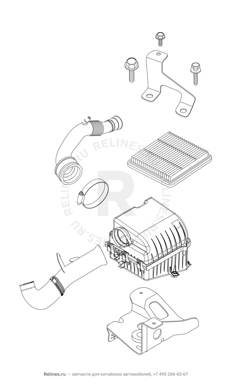 Запчасти Chery Tiggo 3 Поколение I (2014)  — Воздушный фильтр и корпус (2) — схема