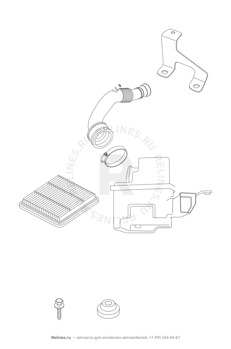 Воздушный фильтр и корпус (4) Chery Tiggo — схема