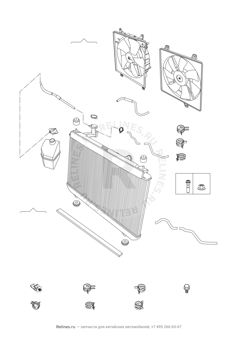Запчасти Chery Tiggo 3 Поколение I (2014)  — Система охлаждения (3) — схема