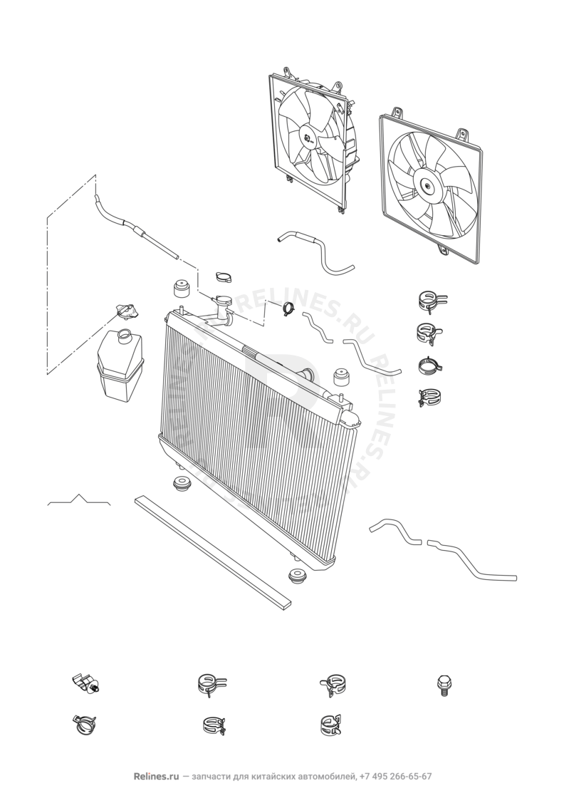 Запчасти Chery Tiggo 3 Поколение I (2014)  — Система охлаждения (2) — схема