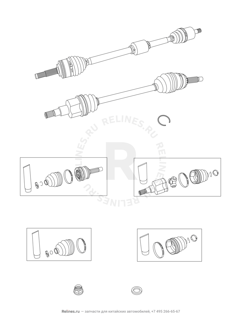 Привод, ШРУС (граната), пыльник и ступица (2) Chery Tiggo — схема