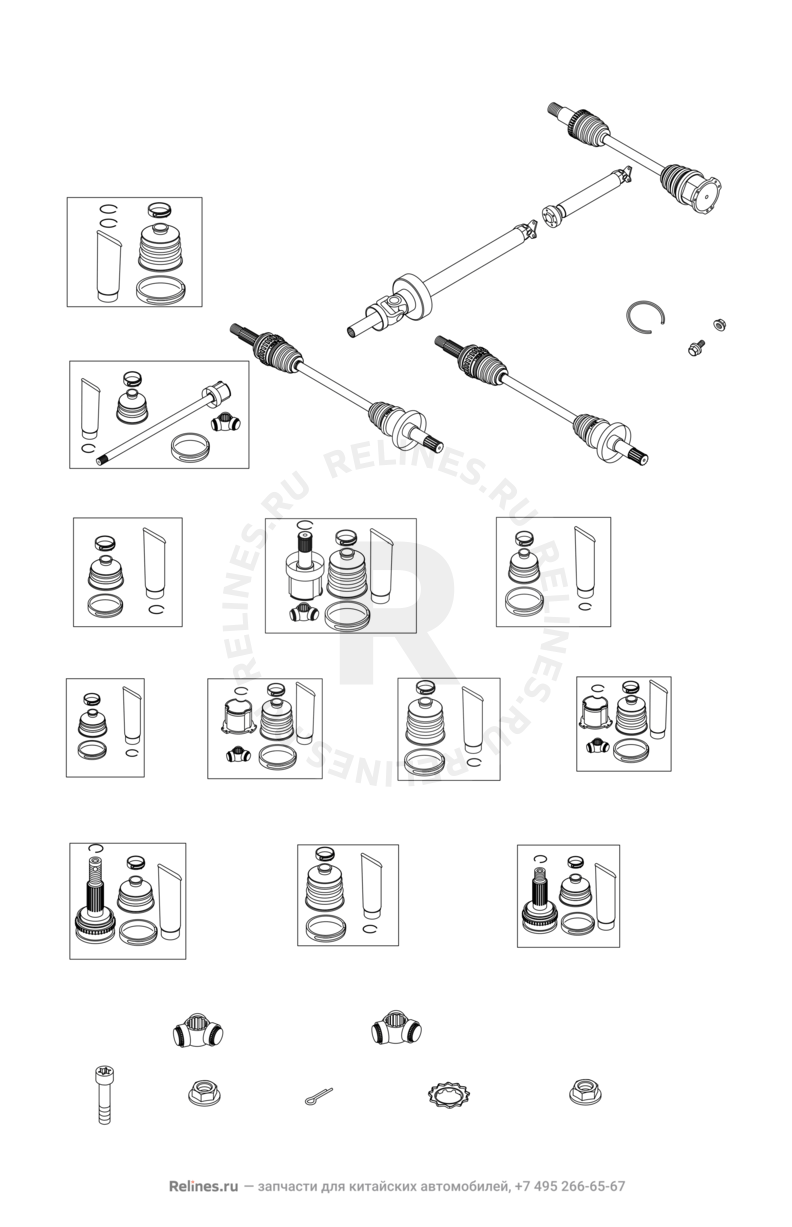 Запчасти Chery Tiggo Поколение I (2005)  — Привод, ШРУС (граната), пыльник и ступица (5) — схема