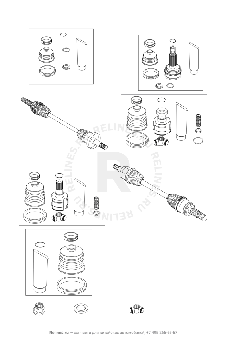 Привод, ШРУС (граната), пыльник и ступица (6) Chery Tiggo — схема