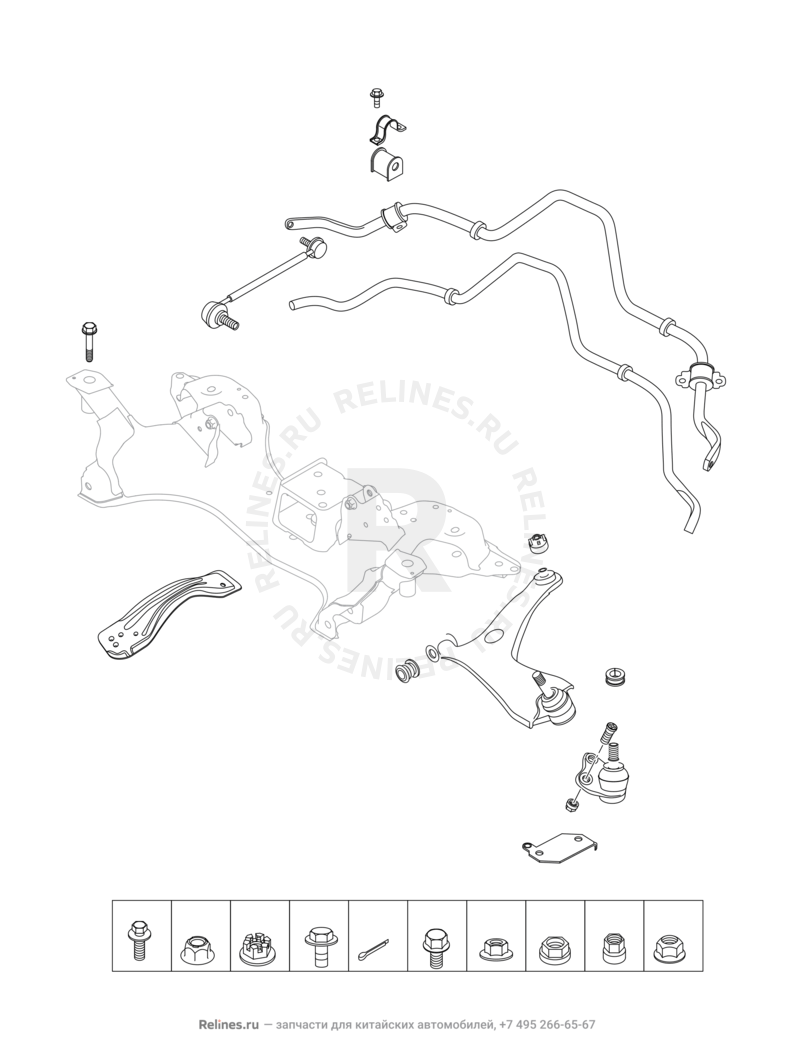 Запчасти Chery Tiggo 3 Поколение I (2014)  — Передняя подвеска — схема
