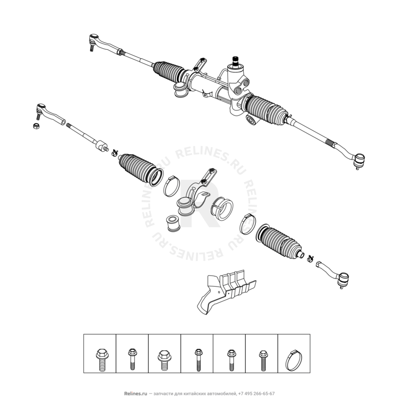 Запчасти Chery Tiggo 3 Поколение I (2014)  — Рулевая тяга — схема