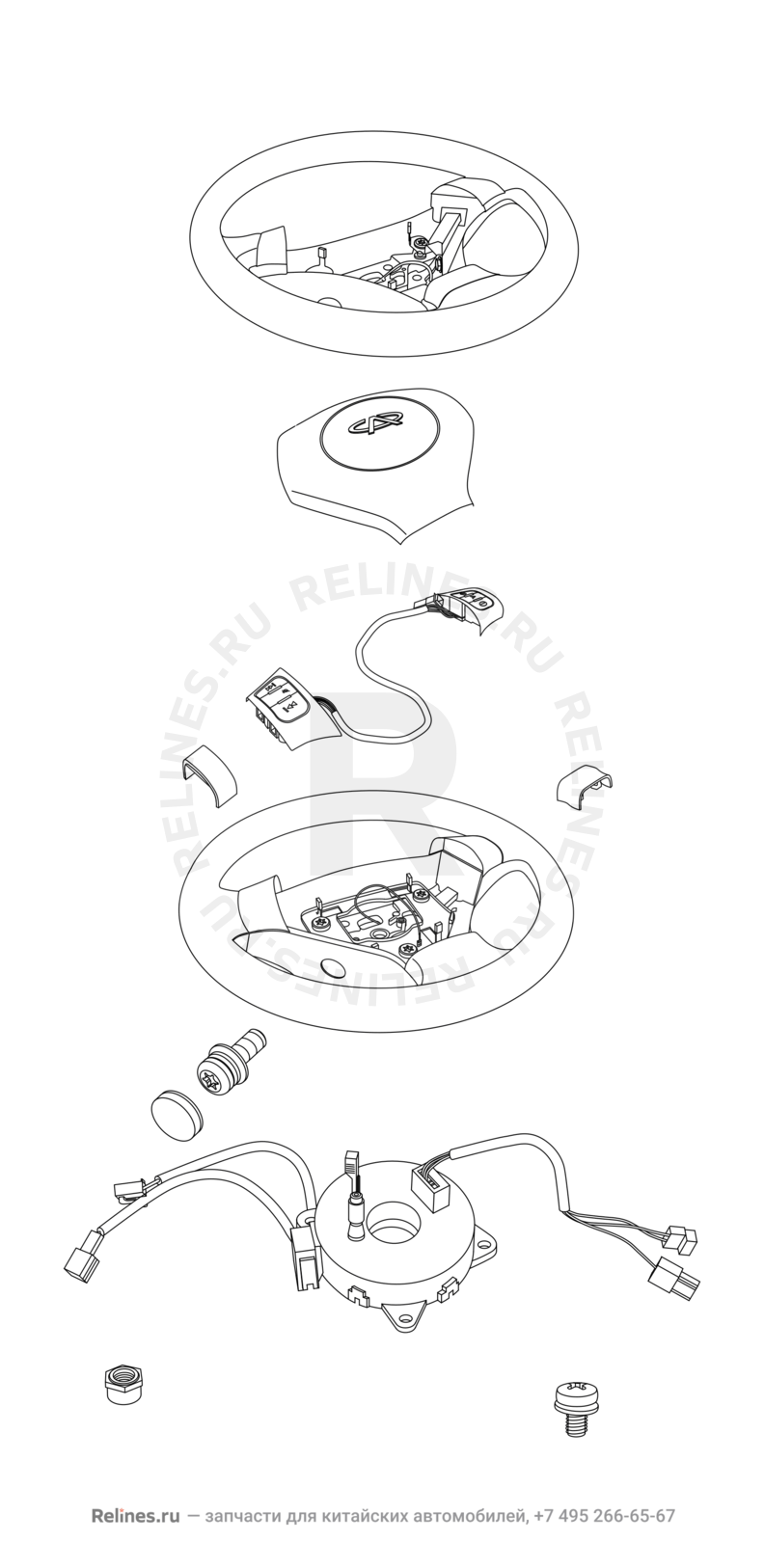 Запчасти Chery Tiggo Поколение I (2005)  — Рулевое колесо (руль), рулевое управление и подушки безопасности (2) — схема
