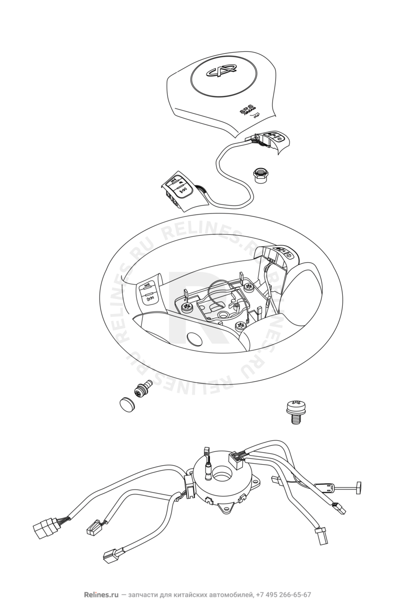Запчасти Chery Tiggo Поколение I (2005)  — Рулевое колесо (руль), рулевое управление и подушки безопасности (3) — схема