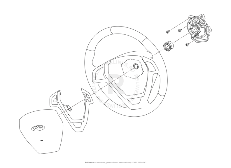 Запчасти Chery Tiggo 3 Поколение I (2014)  — Рулевое колесо (руль), рулевое управление и подушки безопасности (2) — схема