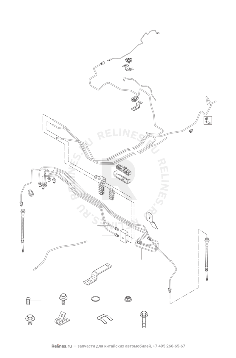 Запчасти Chery Tiggo Поколение I (2005)  — Тормозные трубки и шланги (2) — схема