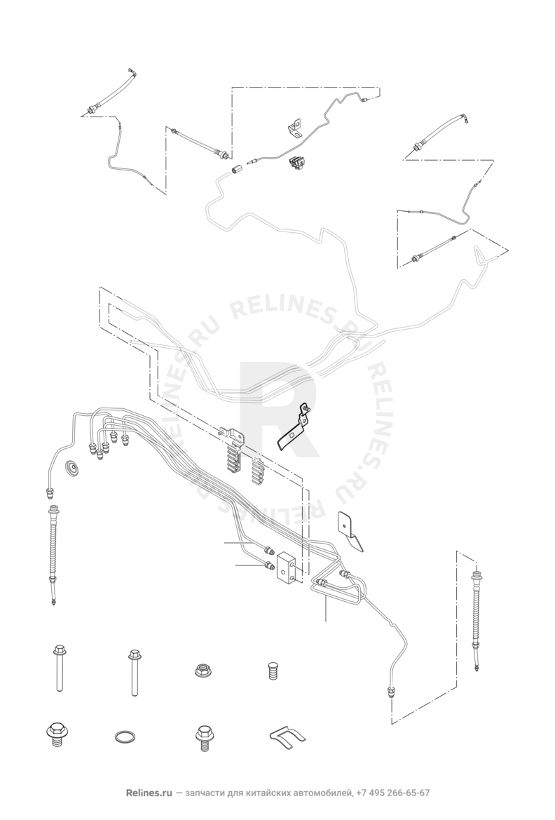 Тормозные трубки и шланги (1) Chery Tiggo — схема