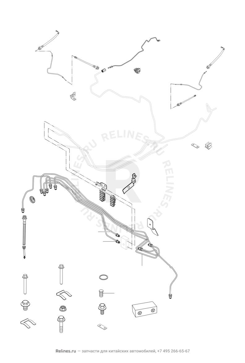 Запчасти Chery Tiggo Поколение I (2005)  — Тормозные трубки и шланги (2) — схема