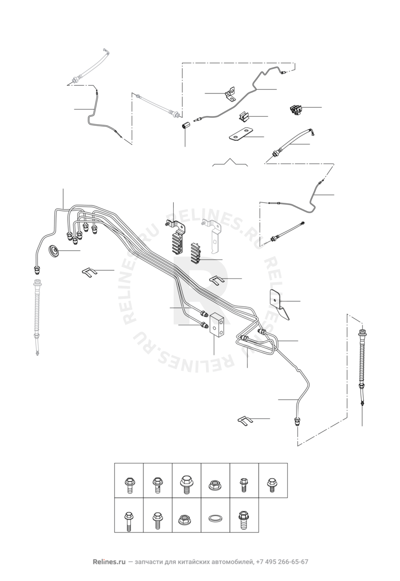 Запчасти Chery Tiggo 3 Поколение I (2014)  — Тормозные трубки и шланги (1) — схема