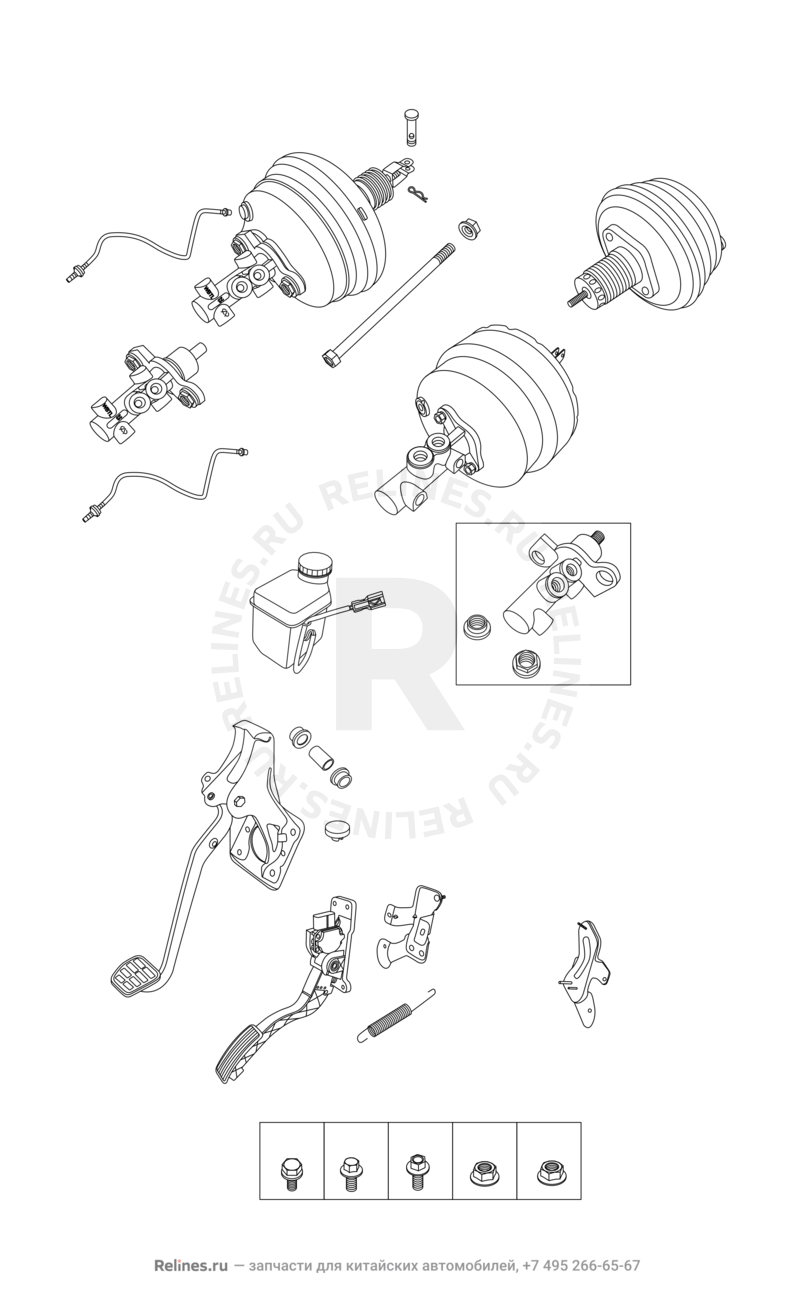 Запчасти Chery Tiggo 3 Поколение I (2014)  — Тормозная система (1) — схема
