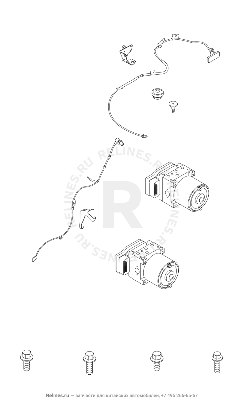 Датчики и блок управления ABS (3) Chery Tiggo — схема