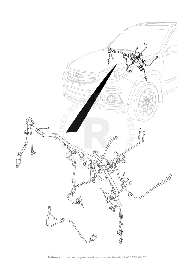 Запчасти Chery Tiggo 3 Поколение I (2014)  — Проводка панели приборов (торпедо) (3) — схема