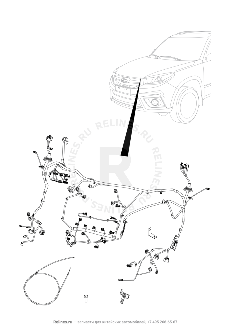 Запчасти Chery Tiggo 3 Поколение I (2014)  — Проводка моторного отсека (1) — схема