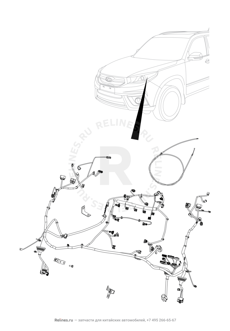 Запчасти Chery Tiggo 3 Поколение I (2014)  — Проводка моторного отсека (2) — схема