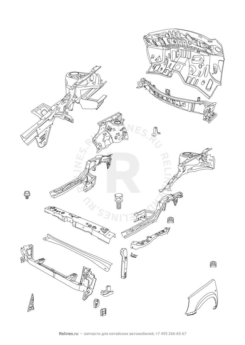 Запчасти Chery Tiggo 3 Поколение I (2014)  — Моторный отсек — схема