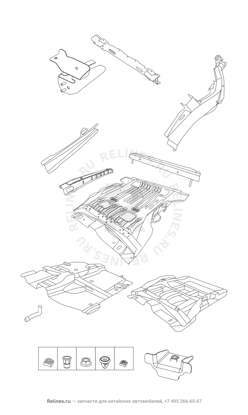 Запчасти Chery Tiggo 3 Поколение I (2014)  — Body-In-White Floor — схема