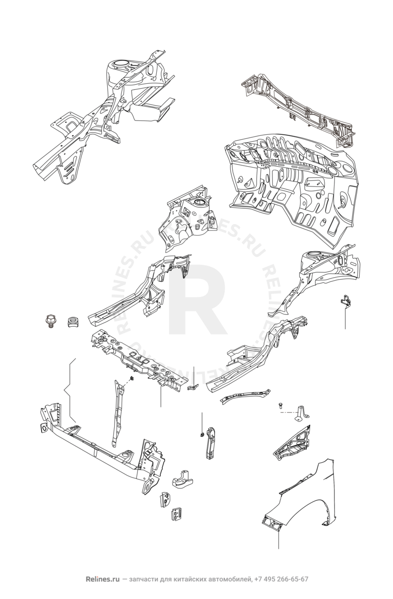 Запчасти Chery Tiggo 3 Поколение I (2014)  — Моторный отсек — схема