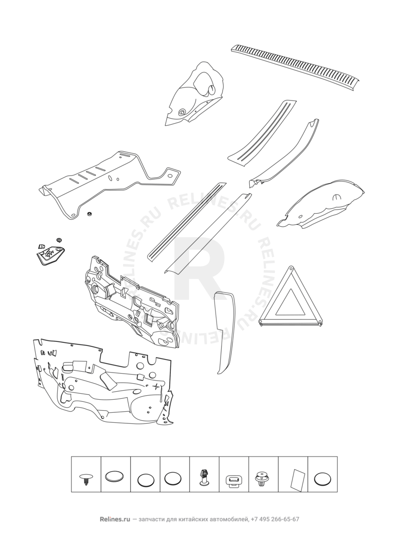 Запчасти Chery Tiggo 3 Поколение I (2014)  — Аксессуары кузова (1) — схема