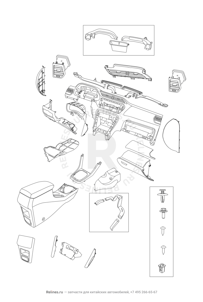 Запчасти Chery Tiggo 3 Поколение I (2014)  — Передняя панель (торпедо) (3) — схема