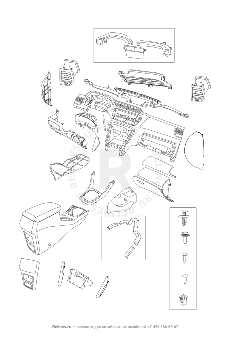 Запчасти Chery Tiggo 3 Поколение I (2014)  — Передняя панель (торпедо) (2) — схема