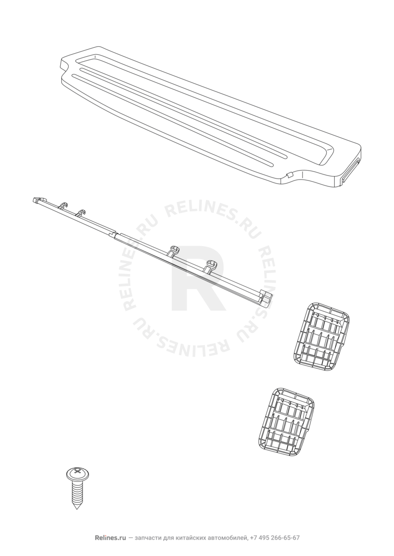 Запчасти Chery Tiggo Поколение I (2005)  — Полка багажного отделения и воздуховод вентиляции салона (3) — схема